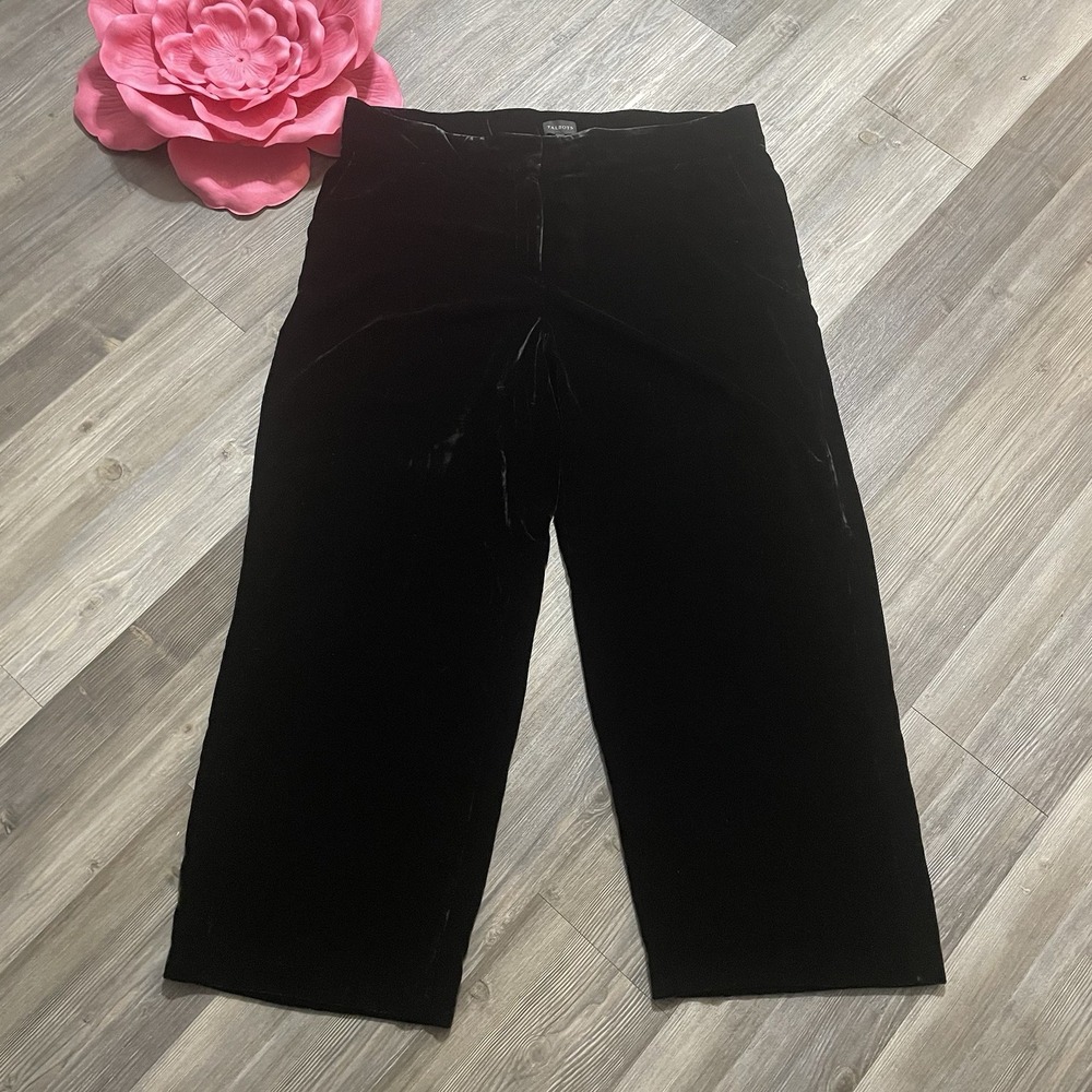 NWT TALBOTS Womens Sz 20W Black‎ Velvet Pants Trousers Pockets 30.5" Inseam